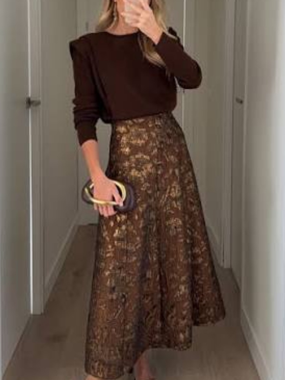 Zara Brown Textured Maxi Skirt - Picture 3 of 5